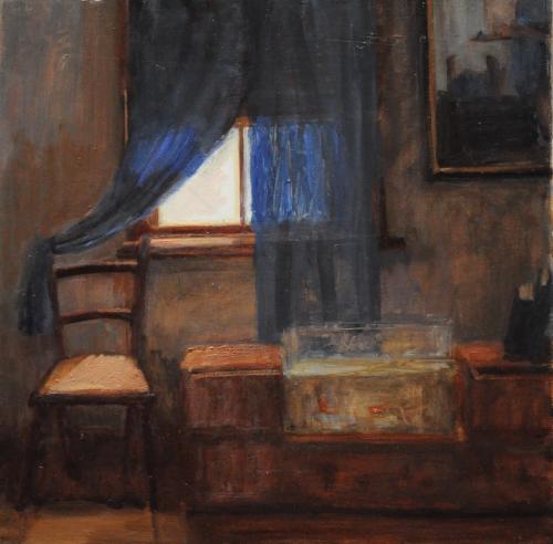 Interior with Blue Curtain